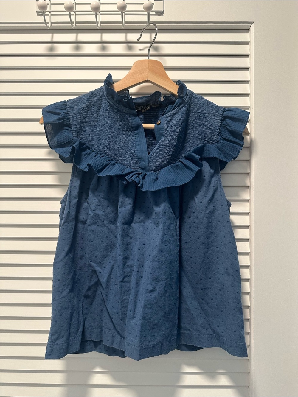 Rachel Zoe Dusty Blue Textured Ruffle Blouse